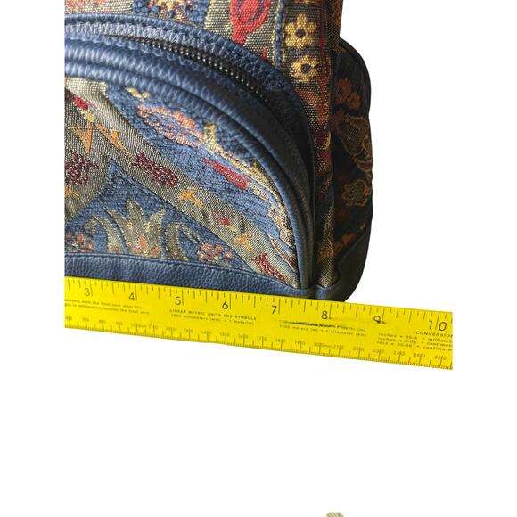 Hippie Boho handwoven nubuck leather Kilim Arts backpack Turkish-made Navy Olive - Picture 3 of 7